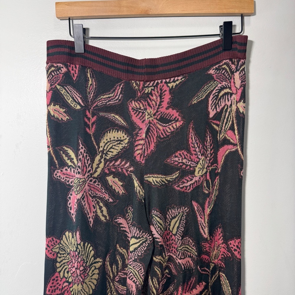 Scotch & Soda Bamboo Beach Floral-Jacquard Wide-Leg Pants Size XL - Picture 4 of 14
